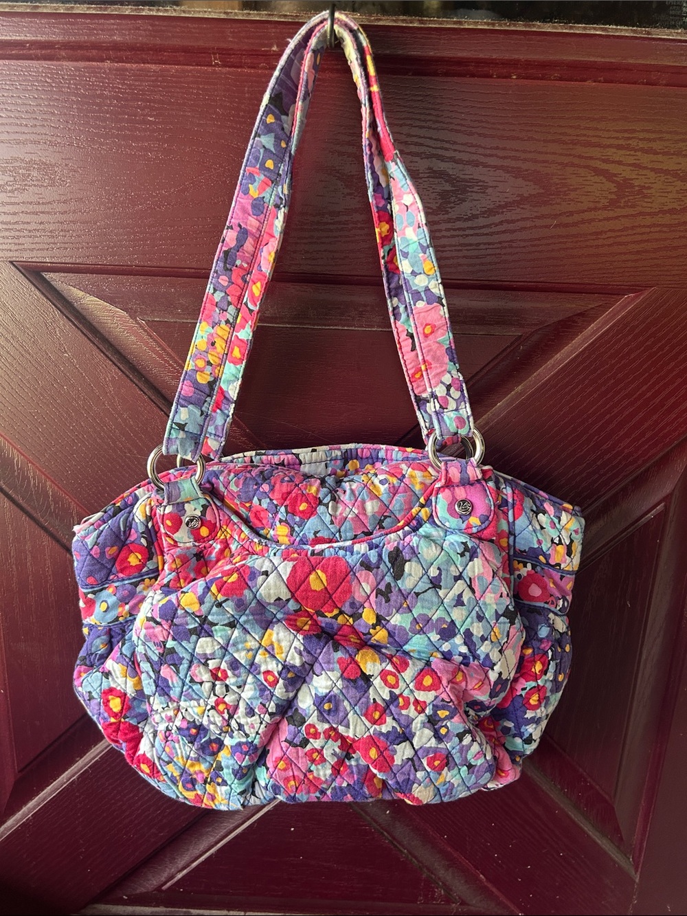 Vera Bradley Quilted Floral Shoulder Bag in Purple and Pink